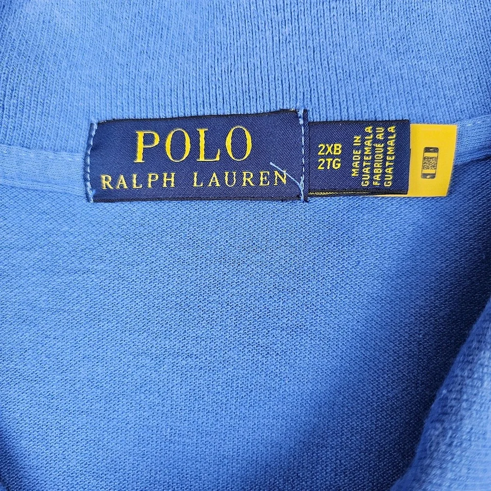 Lot of 2 Polo Ralph Lauren 2XB Big Tall‎ Blue Cotton Pique Polo Shirts